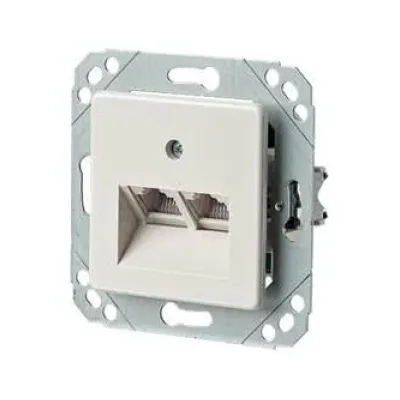 METZ CONNECT Anschlussdose IAE 2x8(4)R UPK | RJ45 Unterputz | Cat3 | schraubbar | cremeweiß RAL1013