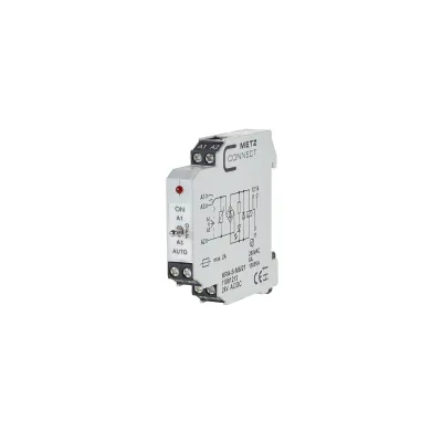Metz Connect Koppelbaustein KRAS-M6/21 | 24V AC/DC Relais | 1 Wechsler | 6A 250V | Schraubanschluss | LED | kompakt