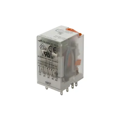 METZ CONNECT Industrierelais MC274-4W | Schaltrelais 230V AC | 4 Wechsler | 7A | LED | steckbar | IP20 | 21x35,5x27,4mm