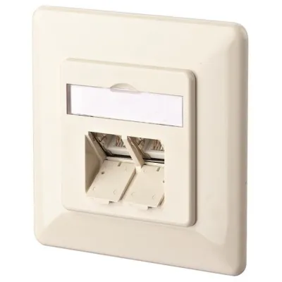 BTR NETCOM Anschlussdose Cat6 1307381001-I | 2x RJ45 Unterputz LSA geschirmt | perlweiß RAL1013 | IP20 | Kanaleinbau