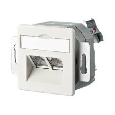 METZ CONNECT RJ45 Netzwerkdose 1307444001-I | Cat.6 | 2-fach | geschirmt | Unterputz & Kanal | LSA | perlweiß RAL 1013