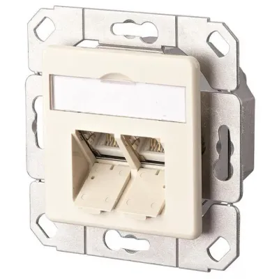 METZ CONNECT RJ45 Anschlussdose 1307441101-I | Cat6 Kanal-Einbau | 2xRJ45 | LSA | geschirmte Buchsen | perlweiß RAL1013