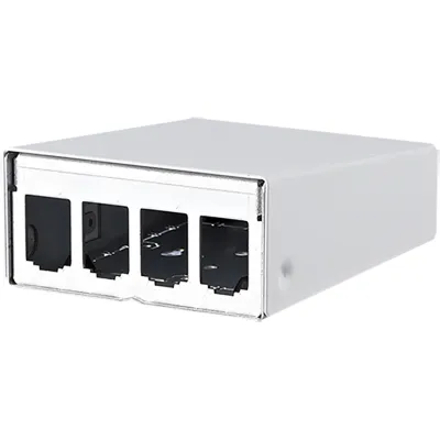 METZ CONNECT Modulgehäuse Aufputz 130861-0402-E | Patchpanel 4 Port leer | Stahlblech | RJ45 | Wandmontage