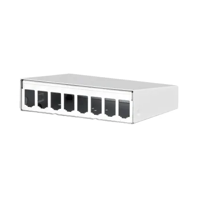 METZ CONNECT Modulgehäuse Aufputz 130861-0802-E | Patchpanel leer 8 Port | Stahlblech | Wandmontage | RAL9010