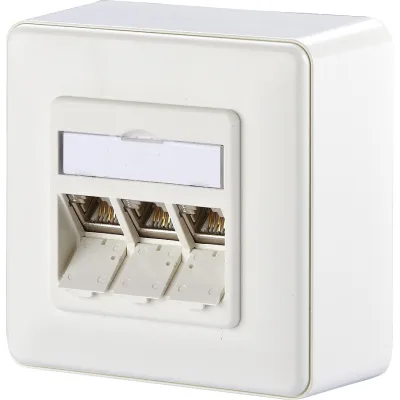 METZ CONNECT Anschlussdose 1309130002-E | Cat6A AP | 3x RJ45 | GHMT zertifiziert | geschirmt | PoE | RAL9010 reinweiß