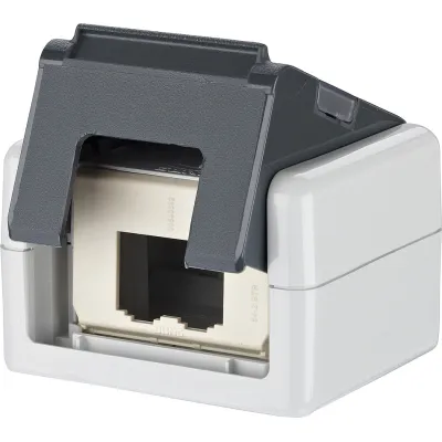 METZ CONNECT Aufputzgehäuse 1309450003-E | RJ45 Modulardose 2-fach | IP20 Staubschutz | grau RAL7035 | bruchsicher