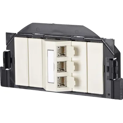METZ CONNECT Anschlussdose 1309300301-E | Cat6A 3xRJ45 Bodentank Unterflur | GB2 | geschirmt | perlweiß RAL1013