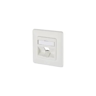 METZ CONNECT Modul Anschlussdose Unterputz 1 Port RJ45 | E-DAT kompatibel | schräg | Staubschutz | reinweiß RAL 9010
