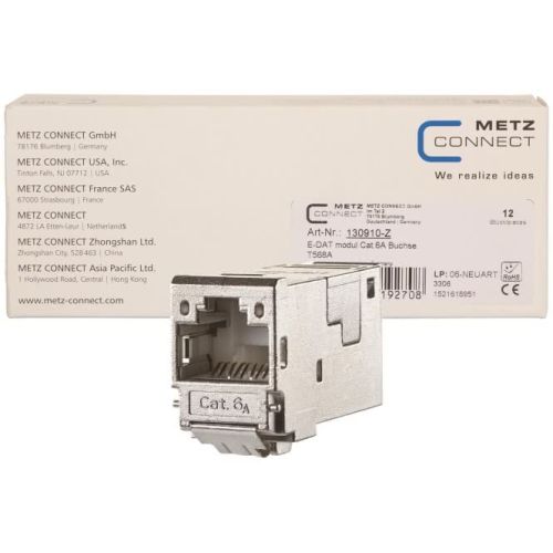 Bild: Metz E-DATmodul Cat.6A Buchse 130910-Z Umverpackung a 12 Stk