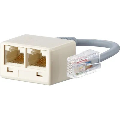 METZ CONNECT ISDN-Adapter 130606480101-E | RJ45 Stecker auf 2x RJ45 Buchse | S0-Bus Abschluss | 0,1 m | perlweiß