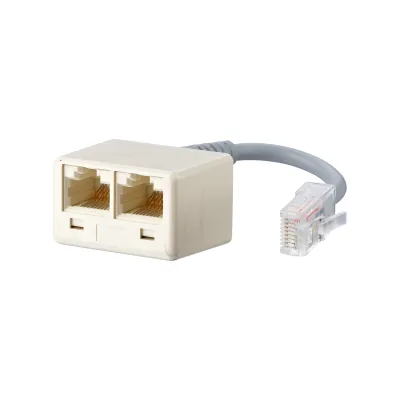 METZ CONNECT ISDN-Adapter 130610480101-E | RJ45 Stecker auf 2x RJ45 Buchse | 0,1m | ohne Abschlusswiderstand | perlweiß