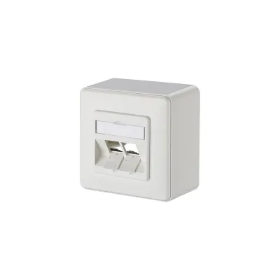 METZ CONNECT Anschlussdose Aufputz 130B10D20002-E | 2 Port modular | schräg | Staubschutz | 85x85x43 mm | RAL 9010