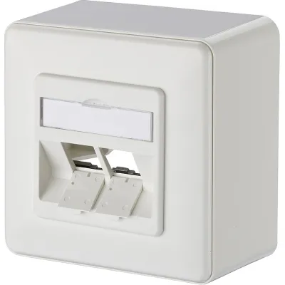 METZ CONNECT Anschlussdose Aufputz 130B10D20002-E | 2 Port modular | schräg | Staubschutz | 85x85x43 mm | RAL 9010