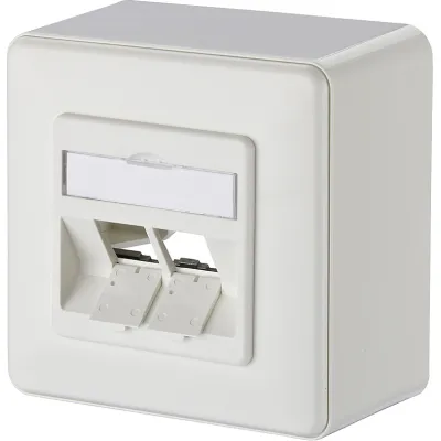 METZ CONNECT Anschlussdose Aufputz 130B10D20002-E | 2 Port modular | schräg | Staubschutz | 85x85x43 mm | RAL 9010
