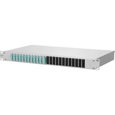 METZ CONNECT LWL-Patchpanel 150255BA12-E | 12x SC-Duplex | OM3 50/125 | 19 Zoll 1HE | mit Pigtails | grau RAL7035