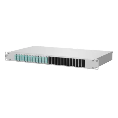 METZ CONNECT LWL-Patchpanel 150255BA12-E | 12x SC-Duplex | OM3 50/125 | 19 Zoll 1HE | mit Pigtails | grau RAL7035