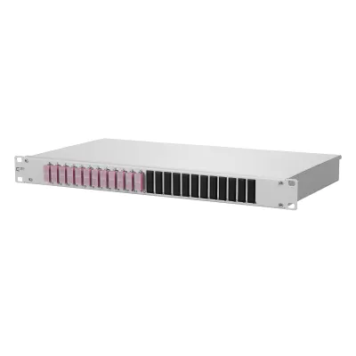 METZ CONNECT LWL-Patchpanel 150257BB12-E | 19 Zoll 1HE Spleißbox | 12x SC-Duplex | OM4 Multimode | mit Pigtails