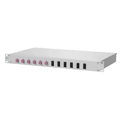 METZ CONNECT LWL-Patchfeld 1502577506-F | 19 Zoll 1HE | 6x LC-Duplex OM4 | Pigtails | erikaviolett | grau RAL7035