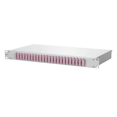 METZ CONNECT 150257BB24-E LWL-Patchpanel 24x SC-Duplex OM4 | 1HE 19 Zoll | Multimode 50/125 | Pigtails | grau RAL7035