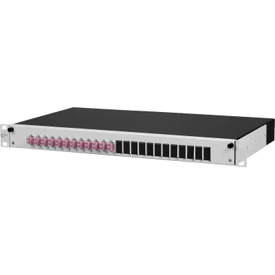 METZ CONNECT LWL-Patchfeld 1502677512-E | 19 Zoll 1HE | 12x LC-D Duplex | OM4 Multimode | Spleißbox ausziehbar
