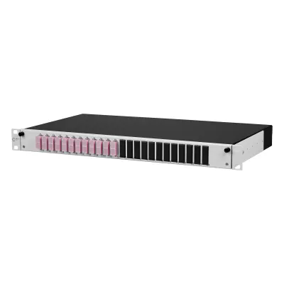METZ CONNECT Patchpanel 150267BB12-E | LWL 19 Zoll 1HE | 12x SC-Duplex | OM4 Multimode | ausziehbar | grau RAL7035
