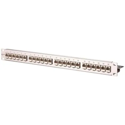 METZ CONNECT Patchpanel 130921-E | 24 Port RJ45 Cat.6A | 19 Zoll 1HE | Edelstahl geschirmt | IDC Schneidklemme | Silber