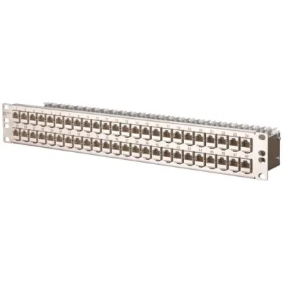 METZ CONNECT Patchpanel 130924-E 48 Ports Cat6A 1,5HE | RJ45 geschirmt | 19 Zoll | Edelstahl | Silber