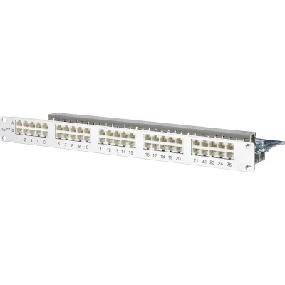 METZ CONNECT Patchpanel 130886-E | 19 Zoll 1HE Cat.3 | 50x RJ45 Ports | LSA Anschluss | ungeschirmt | Aluminium