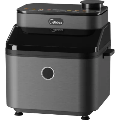 Midea Heißluftfritteuse MF-CY75C2 | Air Fryer 7L | JuicyLock Dampf-Funktion | Sichtfenster | 1650W | Timer | anthrazit
