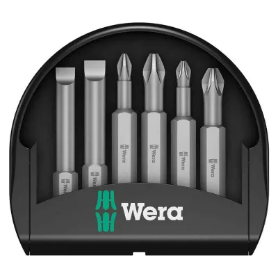Wera Bit-Check 6 Universal 1 | Bit-Set 6-tlg. | 50mm | PH/PZ/Schlitz | Torsionsbits | Mini-Check | Kunststoffbox