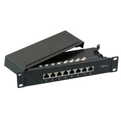 EFB Elektronik Mini-Patchpanel 37735.8 | Patchpanel RJ45 Cat.5e 8 Ports | geschirmt | 1HE 10" | LSA | grau RAL7035