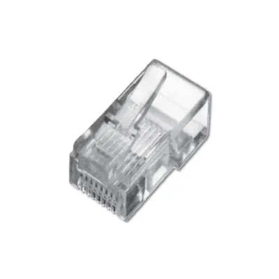 DIGITUS Modularstecker A-MO 8/8 SF | RJ45 8P8C Stecker | ungeschirmt | für Flachbandkabel | transparent | AWG 24-27
