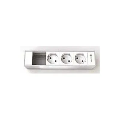 Kindermann Modulträger 4-fach 7449000203 | Einbau Steckdosenleiste | 3x Schuko 45° | Aluminium Silber | 230x52x61 mm