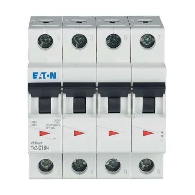 EATON Leitungsschutzschalter FAZ-C16/4 279061 | 16A | 4-polig | C-Charakteristik | 400V | 15kA | AC | 4TE | IP20