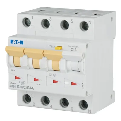 EATON FI/LS-Schutzschalter mRB6-13/3N/C/003-A 120659 | RCBO | 3+N | 13A | 30mA Typ A | C | 6kA | 400V | 4TE