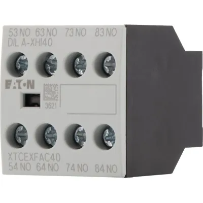 Eaton Hilfsschalterblock DILA-XHI40 4-polig | 4 Schließer | Schraubanschluss | Frontbefestigung | AC-15 4A | grau