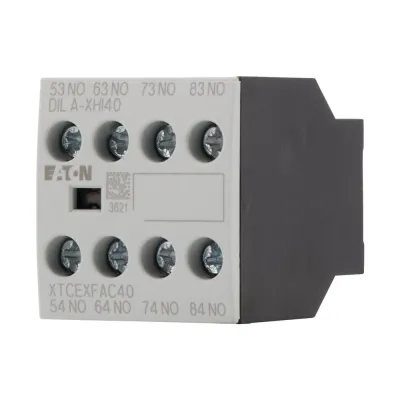 Eaton Hilfsschalterblock DILA-XHI40 4-polig | 4 Schließer | Schraubanschluss | Frontbefestigung | AC-15 4A | grau