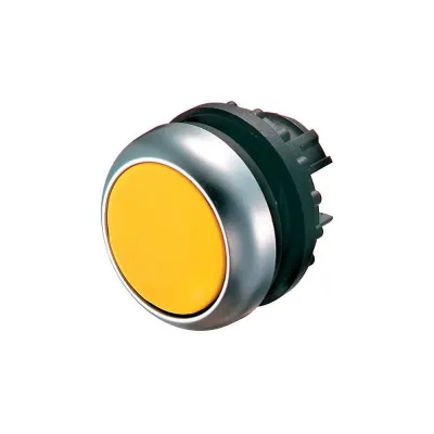 Eaton Drucktaster flach M22-D-Y / 216598 | rund | Ø22 mm | IP67 | tastend | Frontring Metall | gelb