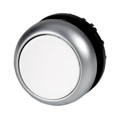 Eaton Drucktaster M22-DR-W 216615 | flach | rastend | unbeschriftet | IP67 IP69K | Frontring Metall Titan | weiß