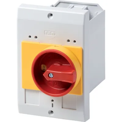 Eaton Isolierstoffgehäuse E-PKZ0-GR 072908 | NOT-AUS-Schalter IP54 | 129x85x124mm | rot-gelber Drehgriff | Kunststoff