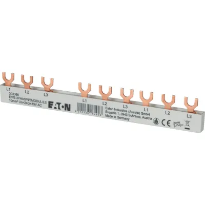 EATON Phasenschiene EVG-3PHAS/N/6MODUL/LS 303366 | 3-phasig | 10mm² | 178mm | 63A | Gabelanschluss | 6TE | isoliert