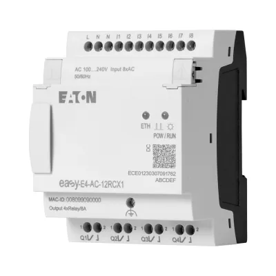 Eaton Steuerrelais EASY-E4-AC-12RCX1 | 8 Eingänge | 4 Relaisausgänge | 100-240V AC/DC | Ethernet | IP20