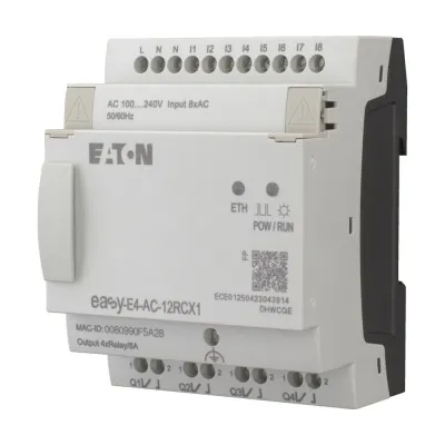 Eaton Steuerrelais EASY-E4-AC-12RCX1 | 8 Eingänge | 4 Relaisausgänge | 100-240V AC/DC | Ethernet | IP20