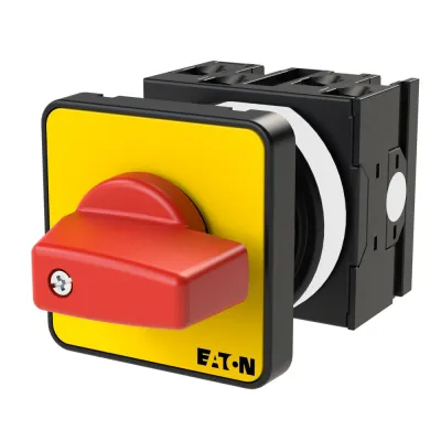 EATON Ein-Aus-Schalter T0-2-1/E-RT 011082 | Nockenschalter 3-polig | 20A | IP65 Einbau | Not-Aus Funktion | roter Knebel
