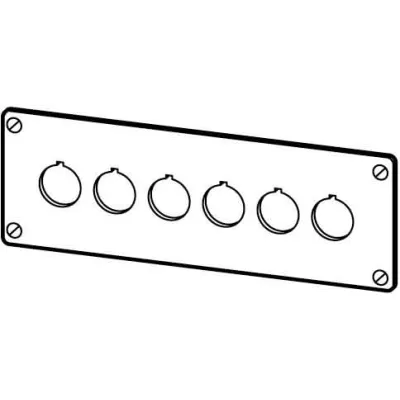 Eaton Einbautableau M22-E6 216547 | 6-fach | 22,5mm | Aluminium | 237x72mm | für NOT-AUS-Taster | grau