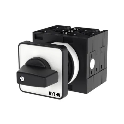 Eaton Umschalter T3-3-8212/E 68956 | 3-polig | 32A | 12kW | Front IP65 | Einbau | Knebel schwarz | Metall | 1-0-2