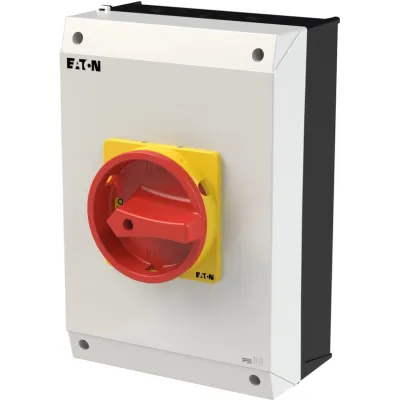 EATON Hauptschalter P3-63/I4/SVB/N | 63A | 4-polig | Aufbaugehäuse | NOT-AUS | abschließbar | IP65 | rot-gelb