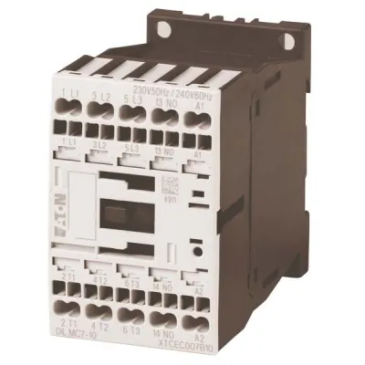 Eaton Leistungsschütz DILMC7-10 277389 | 3-polig 3kW 400V AC3 | 230V 50Hz Spule | 7A | Federzugklemmen | 1 Schließer