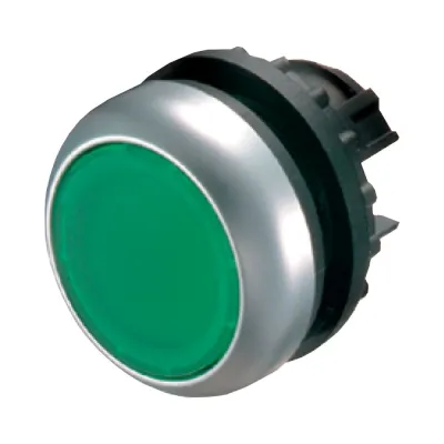 Eaton Drucktaster M22-D-G | Drucktaste flach tastend | Frontelement IP67 IP69K | 22 mm rund | Frontring Metall | grün