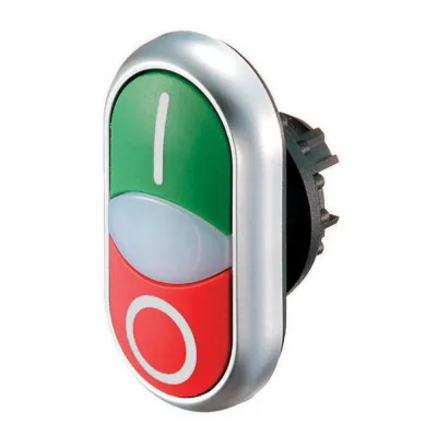 Eaton Doppeldrucktaste M22-DDL-GR-X1-X0 | beleuchtet | 2 Befehlsstellen | grün/rot | IP66 | Metall Frontring